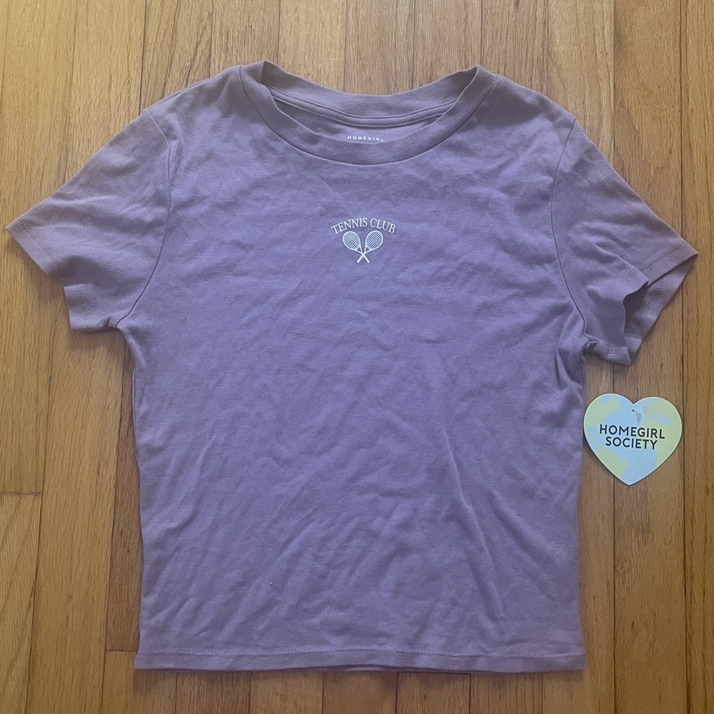 NWT Homegirl Society Mauve Tennis Club Tee